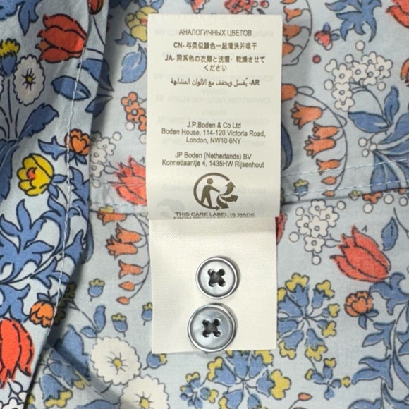Boden Woman’s Blue Floral Button Down Shirt Size 6R - Picture 14 of 16